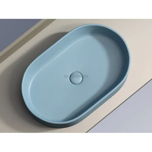 Умывальник CERAMICANOVA Element чаша накладная овальная (цвет Голубой Матовый) CN6048ML