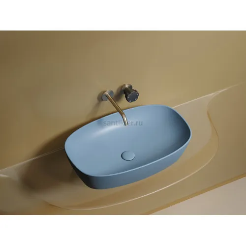 Умывальник CERAMICANOVA Element чаша накладная овальная (цвет Голубой Матовый) CN6049ML