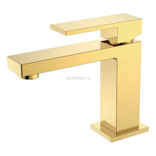 Cмеситель для умывальника Qubic Shine Gold