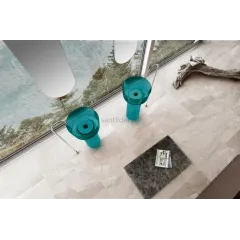Раковина отдельностоящая прозрачная ABBER Kristall AT2702Aquamarin-H бирюзовая