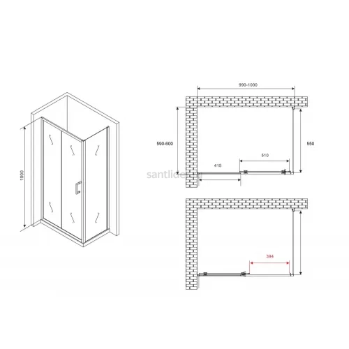 Душевой уголок ABBER Schwarzer Diamant AG301005-S605