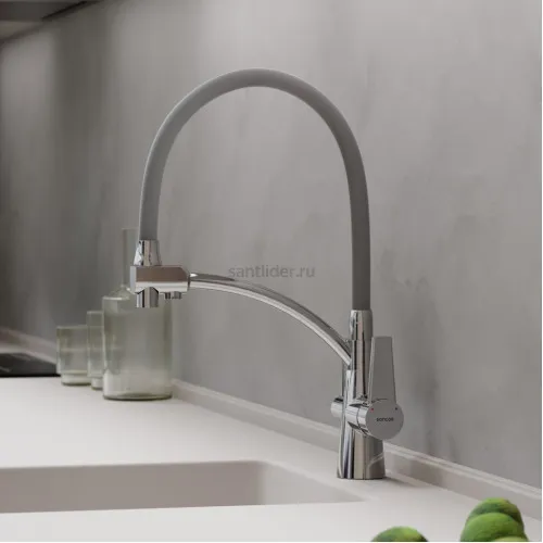 Смеситель для кухни Sancos Eri с гибким изливом, цвет хром/серый, SC4001CH