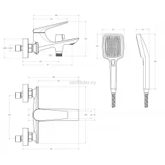 Смеситель Cezares для ванны и душа LINER-VD-GM