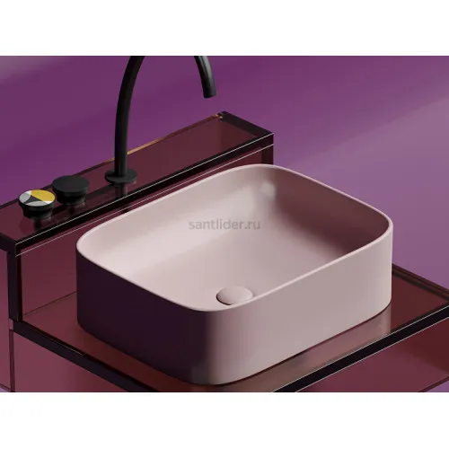 Умывальник CERAMICANOVA Element чаша накладная прямоугольная (цвет Розовый Матовый) CN6052MP