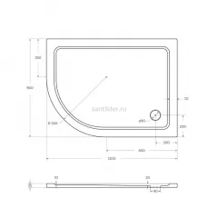 Поддон для душа из SMC (стекловолокно) 120х90 правосторонний Cezares TRAY-M-RH-120/90-550-35-W-R без сифона