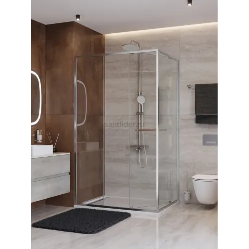 Душевой уголок Cezares LUX-AH-FS-11-120/80-C-CR, 120х80х195, профиль хром, стекло прозрачное