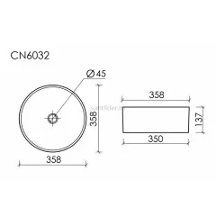 Умывальник CERAMICANOVA Element чаша накладная круглая 358 мм (цвет Чёрный Матовый) CN6032MB