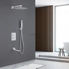 Душевая система ABBER Daheim AF8250W скрытого монтажа с изливом, термостат, белая матовая