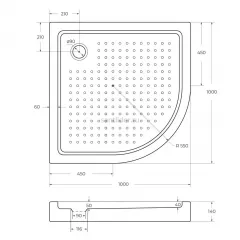 Поддон для душа акриловый 100х100 Cezares TRAY-A-R-100-550-15-W0 без сифона