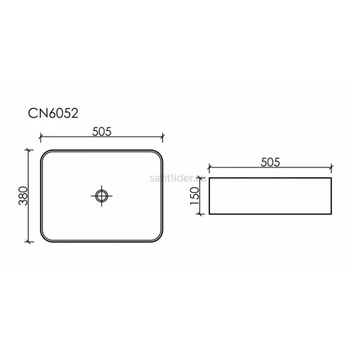Умывальник CERAMICANOVA Element чаша накладная прямоугольная (цвет Голубой Матовый) CN6052ML