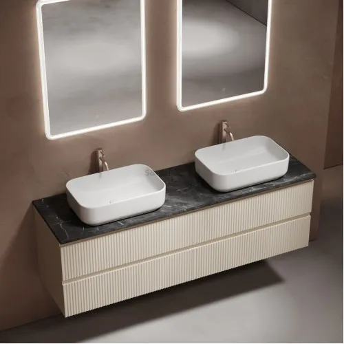 Столешница для ванной комнаты SANCOS из керамогранита SANCOS Black Sky 1600х460 c отверстием под смеситель,TT160A1X