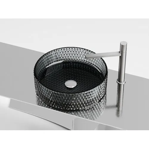 Умывальник CERAMICANOVA Cristal чаша накладная круглая 360 мм (цвет чёрный) CN6060
