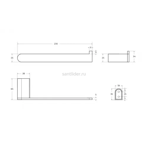 Полотенцедержатель Cezares STYLUS-TH02-NOP