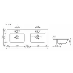 Накладная раковина CERAMICANOVA Element 1210x465x180 мм CN7004