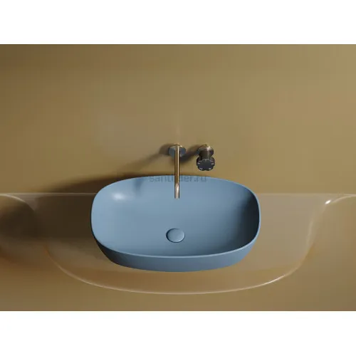 Умывальник CERAMICANOVA Element чаша накладная овальная (цвет Голубой Матовый) CN6049ML